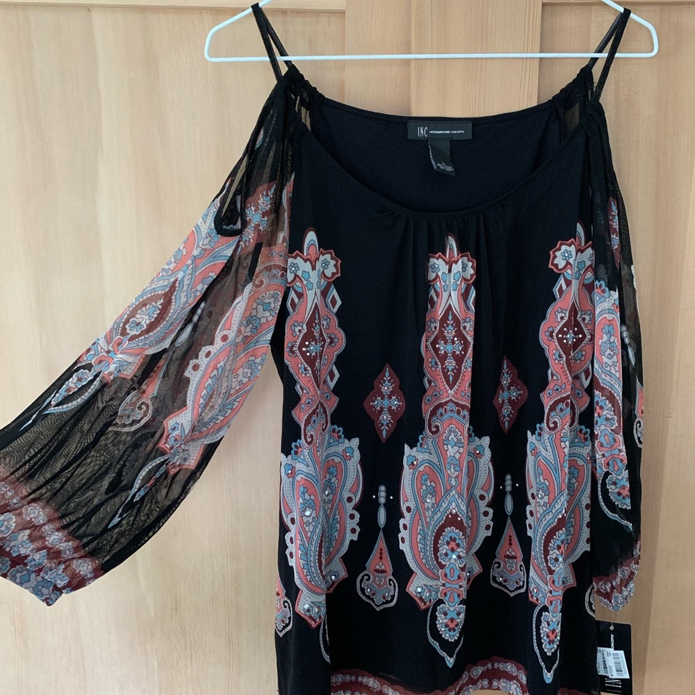 INC peekaboo shoulder blouse